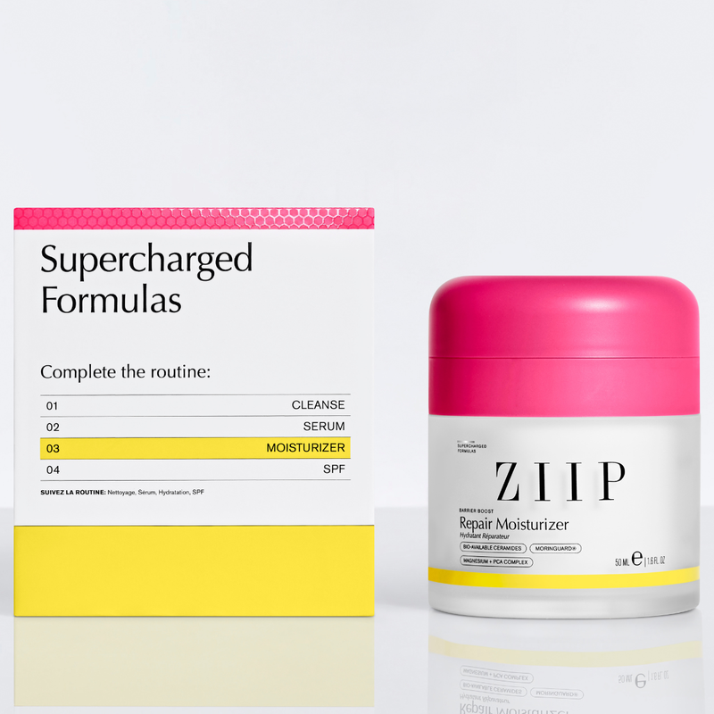 ZIIP Repair Ceramide Moisturiser shown with packaging box